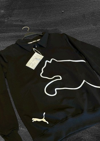 Düğmeli Siyah Erkek Sweatshirt - Görsel 2