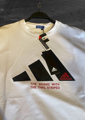 Erkek Beyaz Adidas Baskılı Sweatshirt - Görsel 3