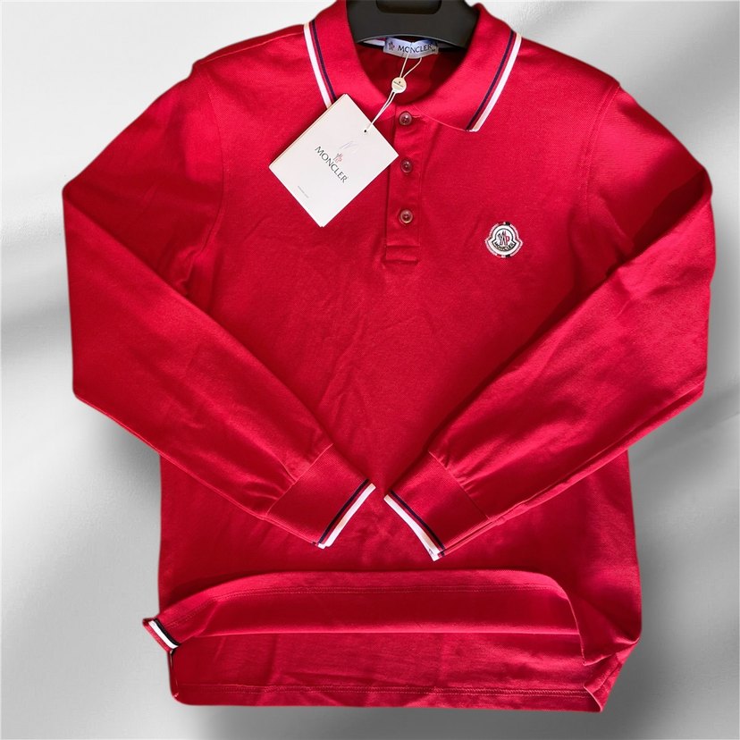 Kırmızı Uzun Kollu Polo Tişört - Görsel 2