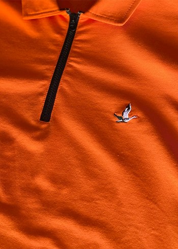 Turuncu Fermuarlı Polo Yaka Sweatshirt - Görsel 3