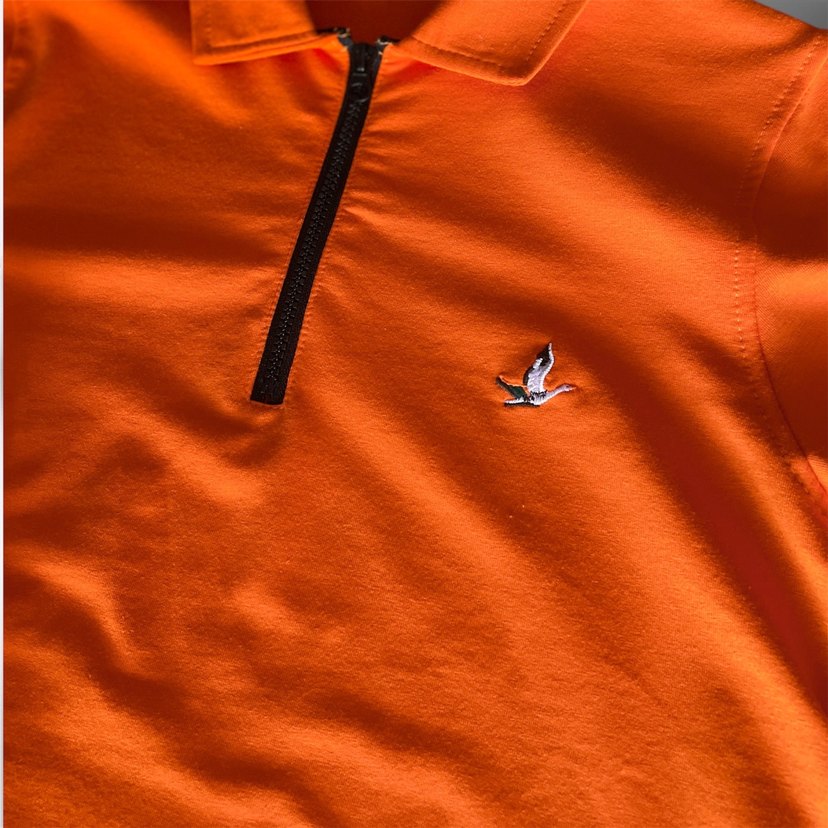 Turuncu Fermuarlı Polo Yaka Sweatshirt - Görsel 3