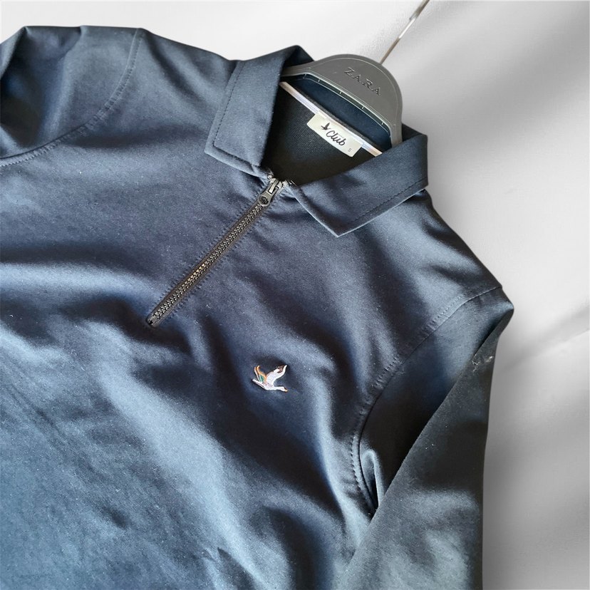 Erkek Siyah Fermuarlı Polo Yaka Sweatshirt - Görsel 3