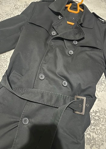 Kemerli Siyah Kadın Trençkot - Görsel 2