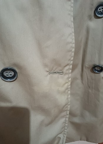 Bej Düğmeli Midi Boy Kadın Trençkot - Görsel 4