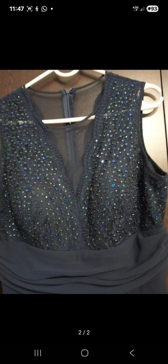 Lacivert Drapeli Uzun Abiye Elbise - Görsel 2