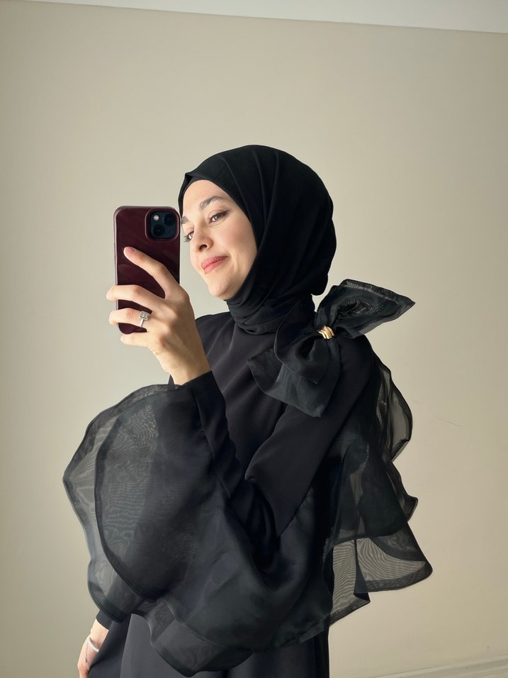 Siyah tesettür abiye - Görsel 3