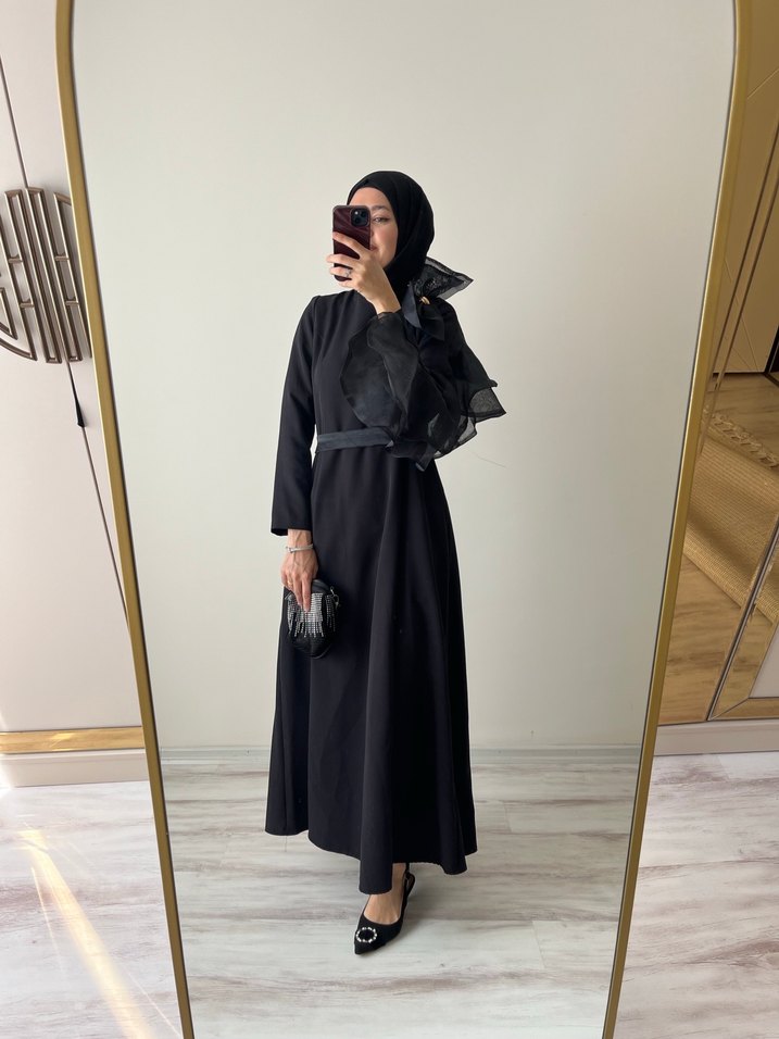 Siyah tesettür abiye - Görsel 4