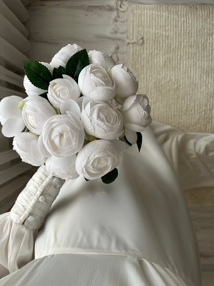 Tesettür beyaz elbise - Görsel 2