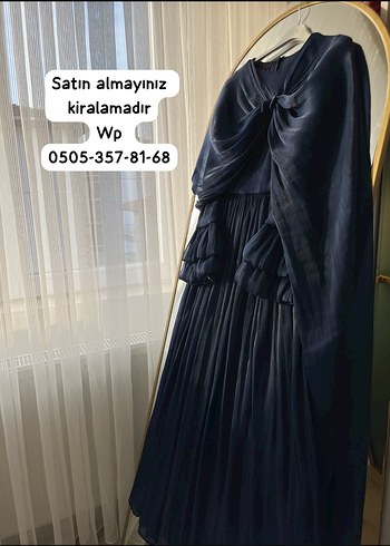 Kadın Lacivert Uzun Drapeli Elbise - Görsel 5