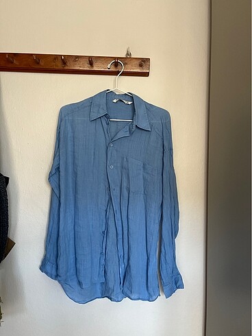 Zara Zara Keten Mavi Gömlek