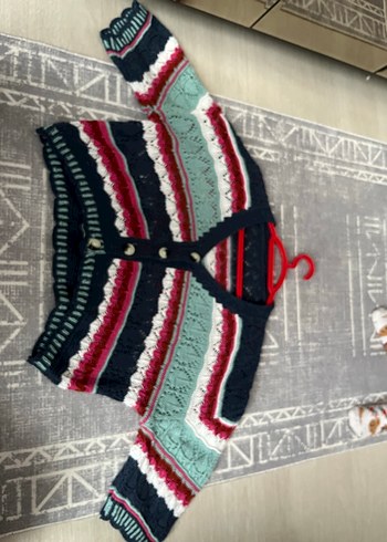 Bohem Çok Renkli Örgü Hırka V Yaka - Görsel 2