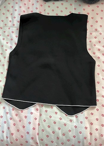 Düğmeli Siyah Beyaz Kadın Yelek - Görsel 2