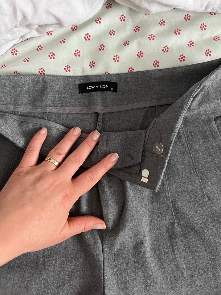 Gri Kadın Pamuk Kumaş Pantolon - Görsel 3