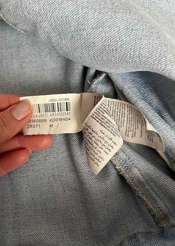 Düğmeli Mavi Düz Kesim Kadın Denim Ceket - Görsel 3