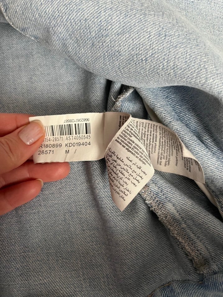 Düğmeli Mavi Düz Kesim Kadın Denim Ceket - Görsel 3