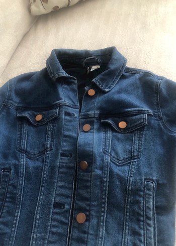 Düğmeli Mavi Kadın Denim Ceket - Görsel 2