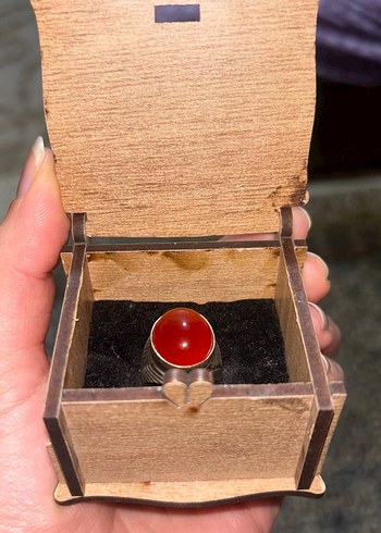 Koyu Kırmızı Düğmeli Vintage erkek Yüzüğü - Görsel 5