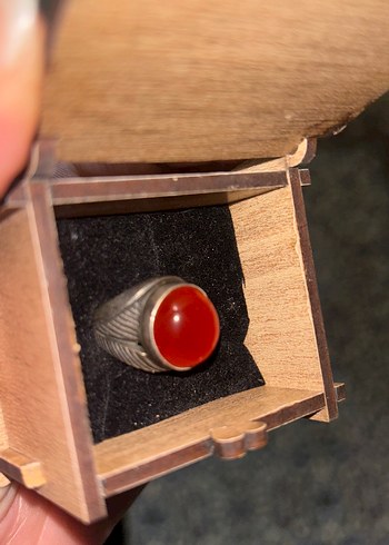 Koyu Kırmızı Düğmeli Vintage erkek Yüzüğü - Görsel 3