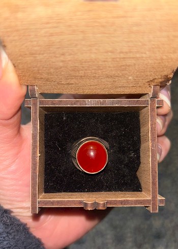 Koyu Kırmızı Düğmeli Vintage erkek Yüzüğü - Görsel 2