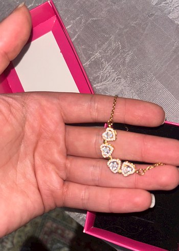 Renkli Zincir Detaylı Altın Kadın Kolye - Görsel 3