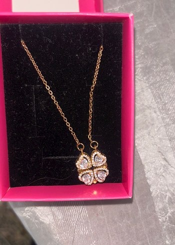 Renkli Zincir Detaylı Altın Kadın Kolye - Görsel 2