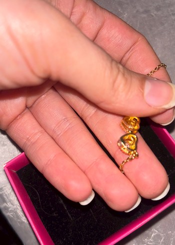 Renkli Zincir Detaylı Altın Kadın Kolye - Görsel 4