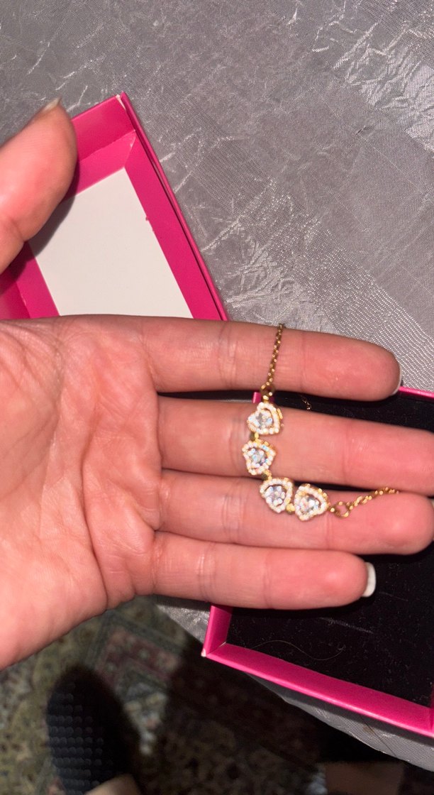 Renkli Zincir Detaylı Altın Kadın Kolye - Görsel 3