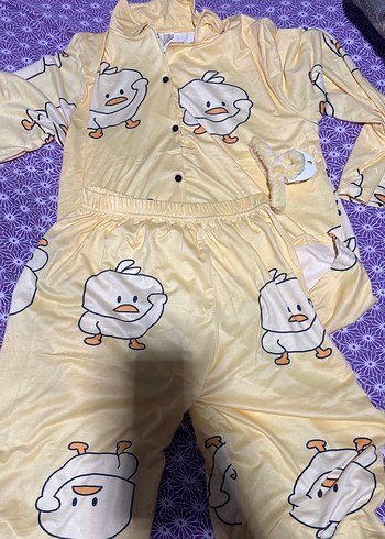 Sarı Baskılı Kadın Pijama Takımı - Görsel 3