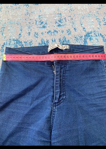 36 Beden Kadın Elastik Kumaşlı Midi Boy Kot Pantolon