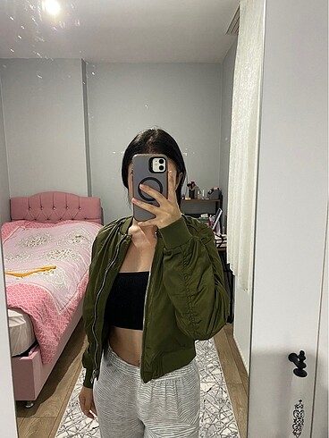 xs Beden haki Renk Pull And Bear Bomber Ceket