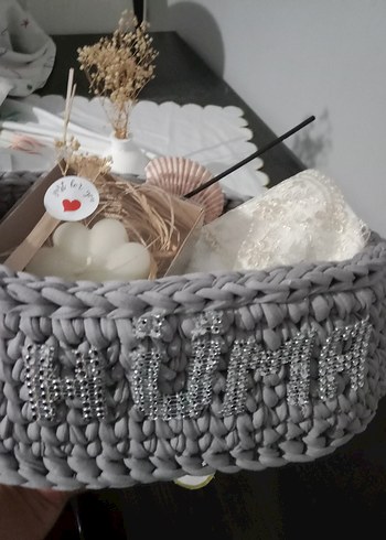 Hobby Life Gri Örgü Saklama Sepeti