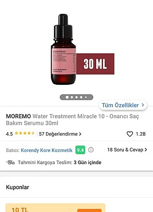 Moremo mucizevi bakım serumu miracle 10