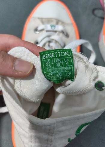 Benetton Dugmeli Beyaz Kadin Spor Ayakkabi