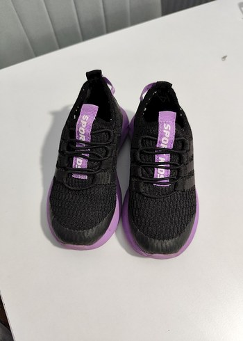 26 Beden mor Renk Siyah Mor Bağcıklı Spor Stiletto Sneakers