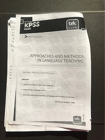 KPSS İNGİLİZCE ÖĞRETMENLİĞİ/ KPSS İNGİLİZCE METHODOLOJİ NOTU