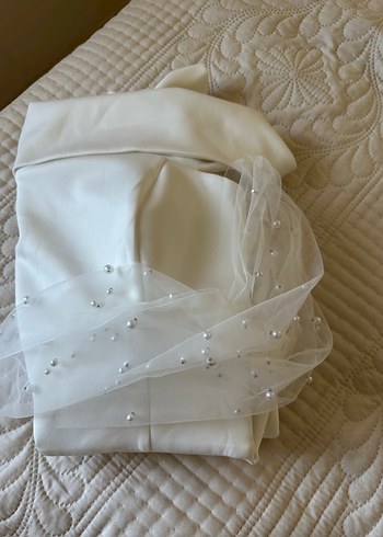 Beyaz Straplez Uzun Abiye Elbise - Görsel 6