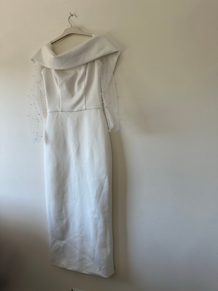 Beyaz Straplez Uzun Abiye Elbise - Görsel 5