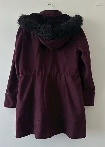 Bordo Kadın Süet Peluş Detaylı Kaban - Görsel 5