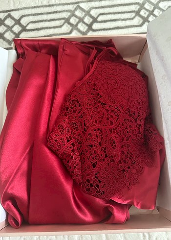 KIRMIZI 6'lı İpek Saten Gecelik-Sabahlık Çeyiz Takım - Görsel 8