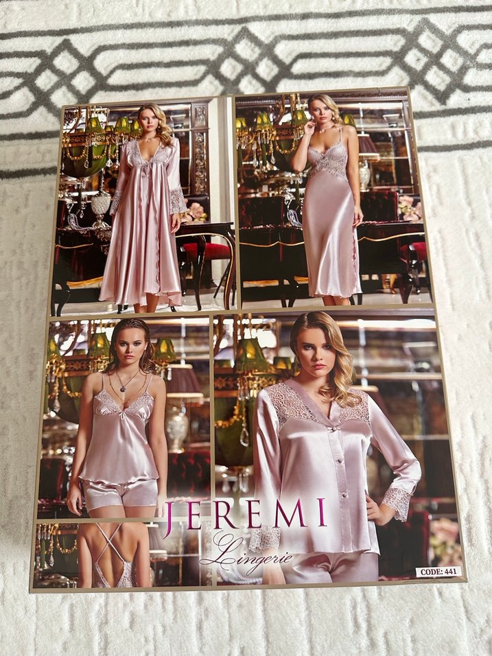 KIRMIZI 6'lı İpek Saten Gecelik-Sabahlık Çeyiz Takım - Görsel 5