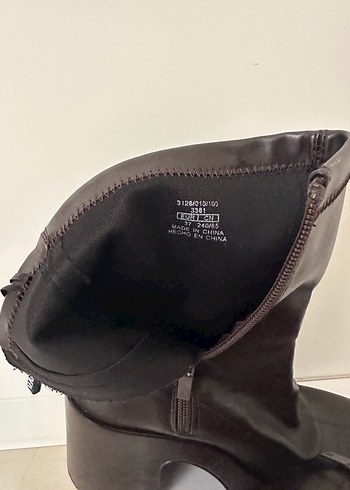 ZARA Kahverengi Deri Platform Topuklu Kadın Bot - Görsel 7