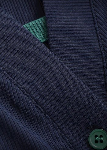 Lacivert Yeşil Düğmeli Kadın Hırka Set - Görsel 5