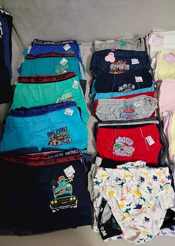 Çocuk Renkli Baskılı Boxer ve Külot