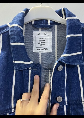 Mavi Çizgili Kısa Denim Ceket - Görsel 2