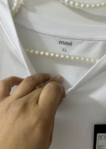 Beyaz Oversize Pamuklu Kadın Tişört - Görsel 2