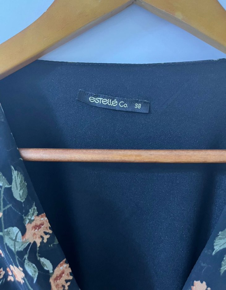 Siyah Çiçekli Uzun Bohem Elbise - Görsel 3