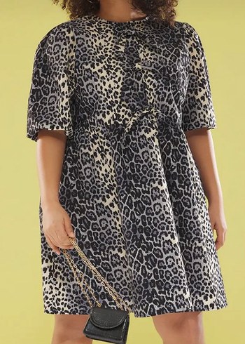Trendyol & Milla Leopar Desenli Gri Elbise