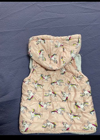 Kız Çocuk Kapüşonlu Peluş Detaylı Yelek - Görsel 5