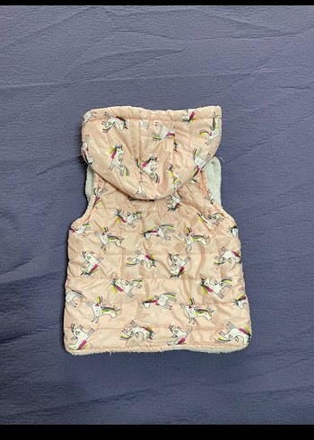 Kız Çocuk Kapüşonlu Peluş Detaylı Yelek - Görsel 6