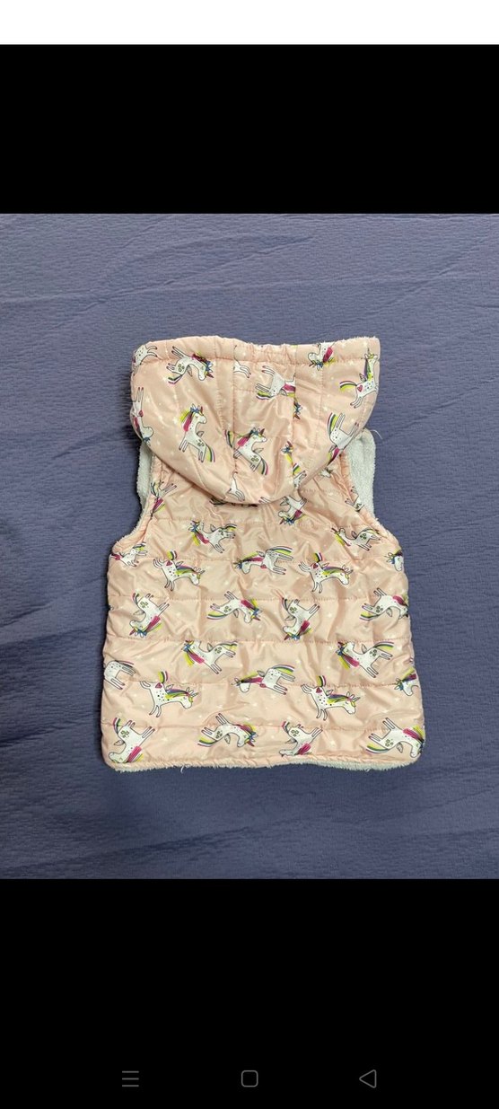 Kız Çocuk Kapüşonlu Peluş Detaylı Yelek - Görsel 3